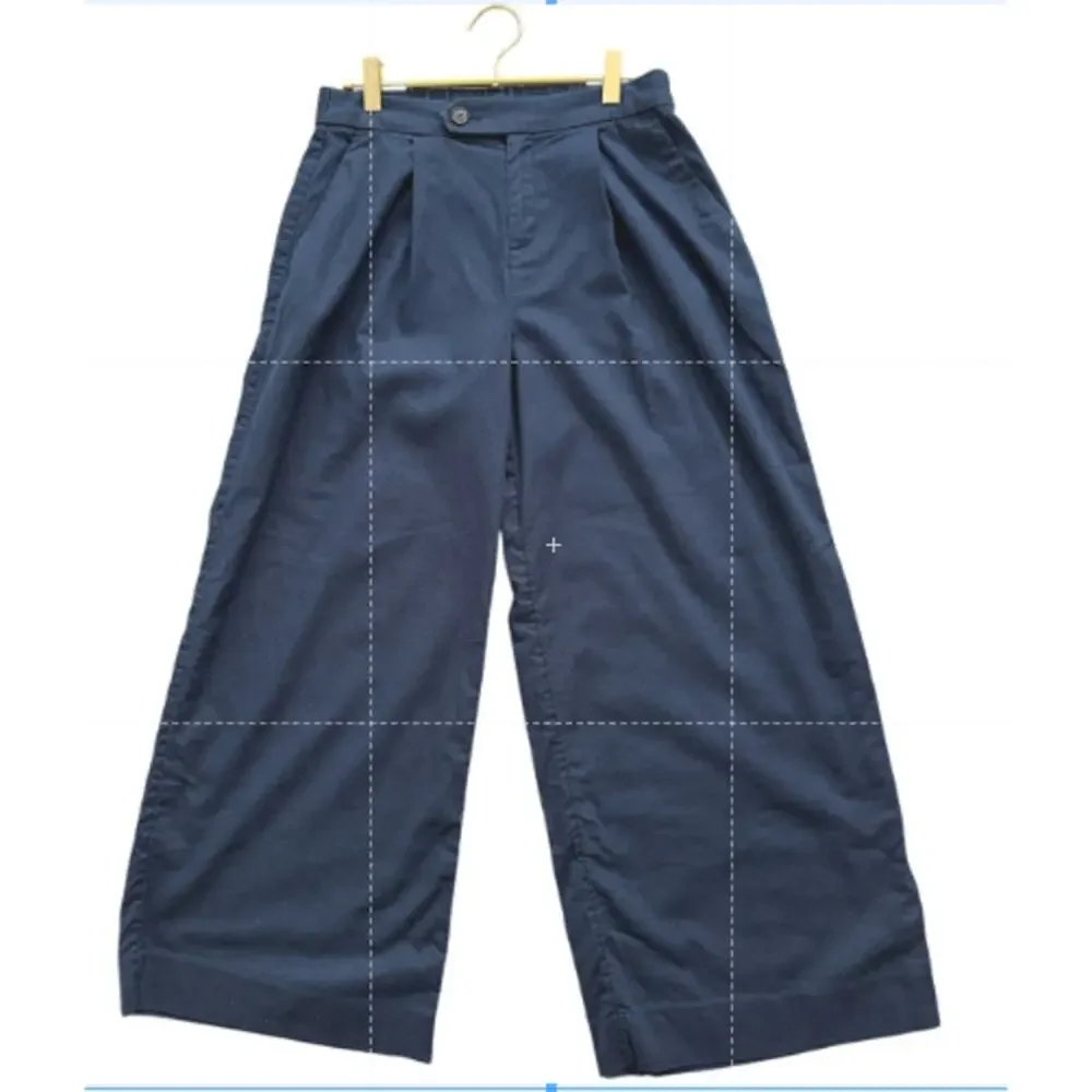Banana Republic Navy Linen Blend Wide Leg Pants 2P Petite High Rise Stretch EUC